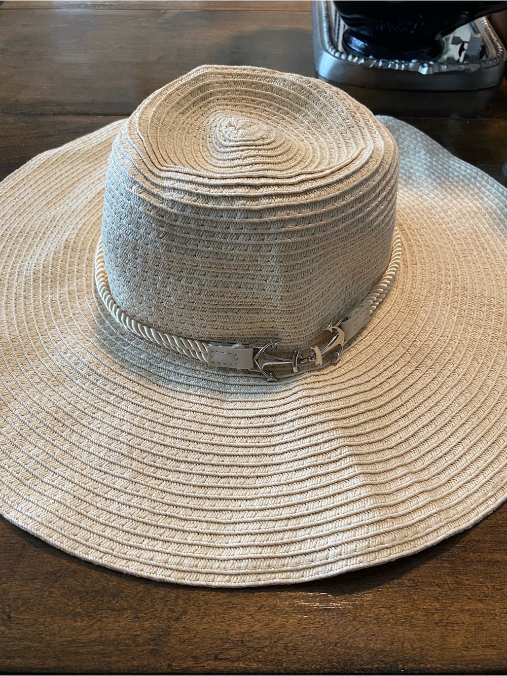 Wide Brim Straw Sun Hat - Cream